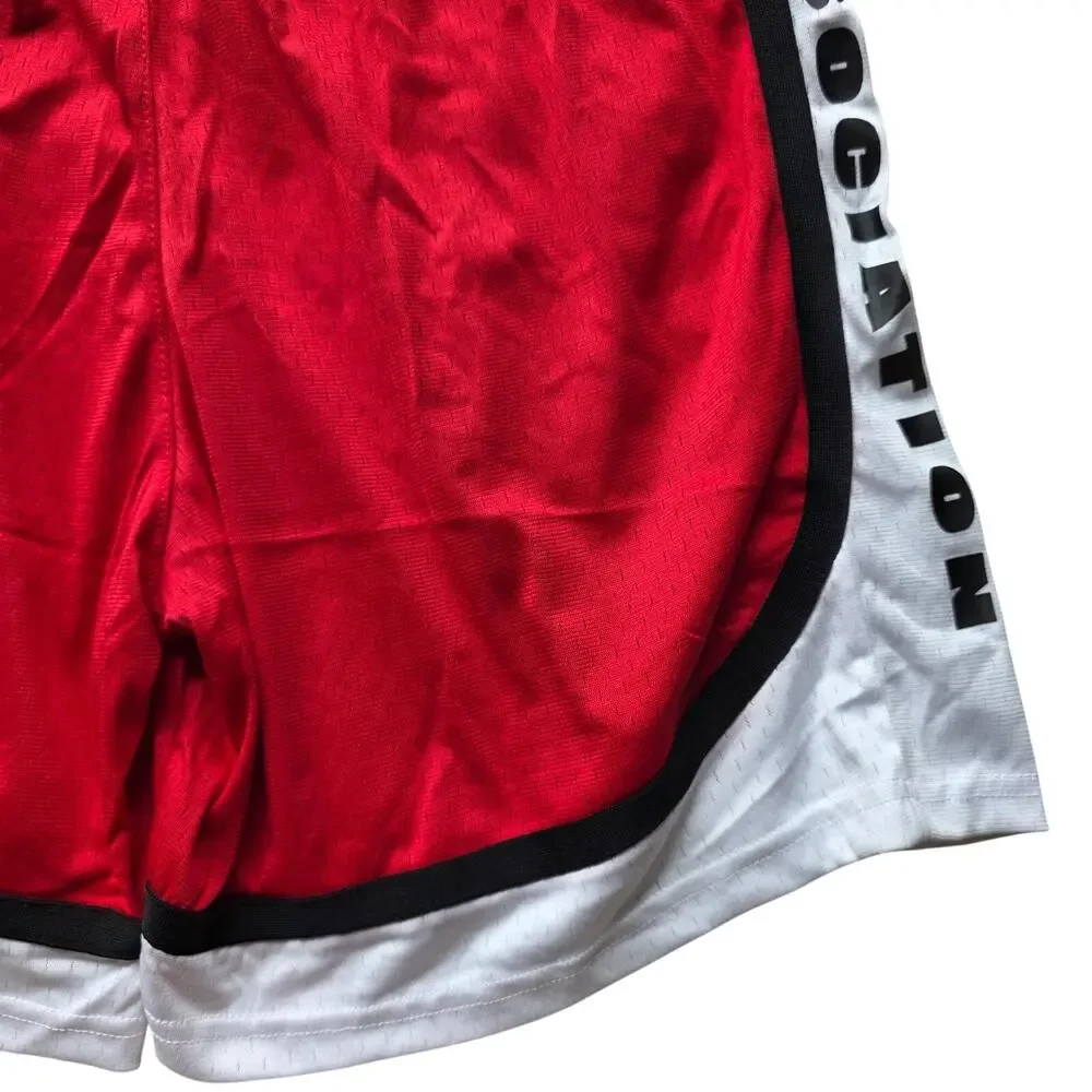 NBA Classic Basketball Shorts Red White Black Size L NWT Polyester